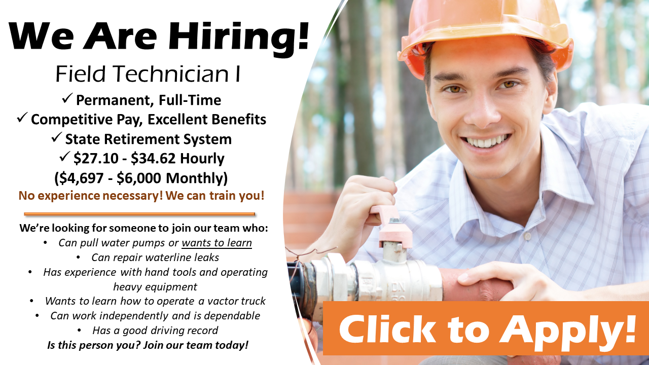 Thurston PUD is hiring a field technician I! Click here to apply.